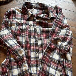 Free people long sleeve flannel plaid shirt